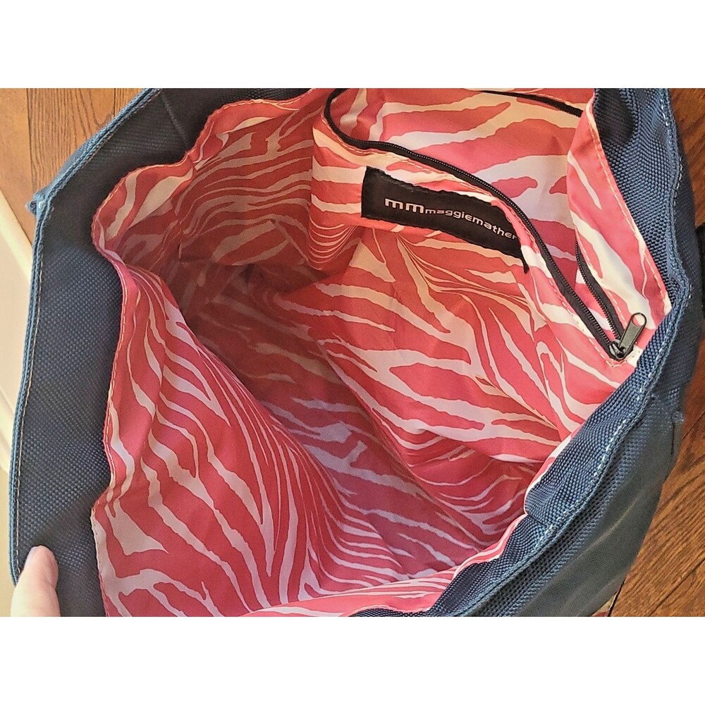 MaggieMather Tennis Tote Bag Blue Pink Zebra Animal Print VGUC MM - Picture 7 of 15